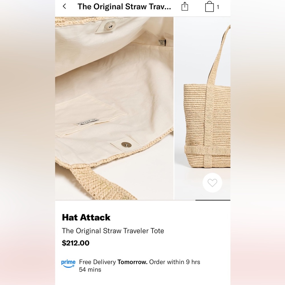 Hat Attack Natural Straw Tote in Beige/Navy; never used. - Picture 6 of 6